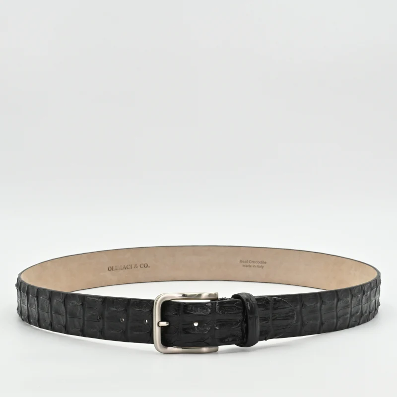 OLIMACI & CO. Black Crocodile Leather Belt - Image 3