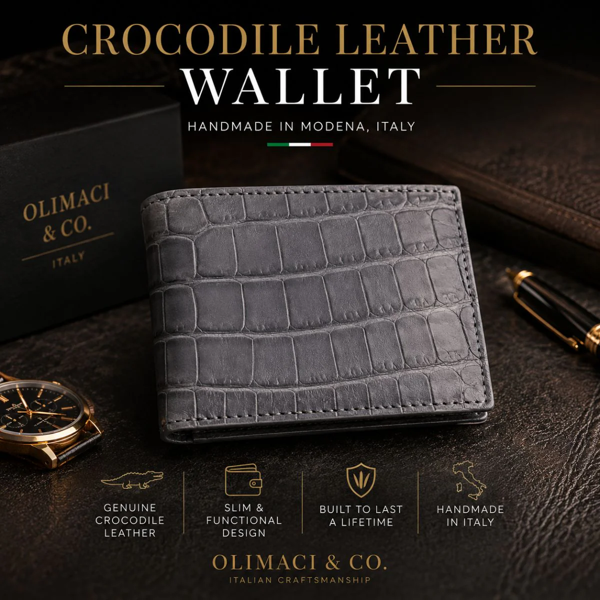 Crocodile Leather Wallet - Image 4