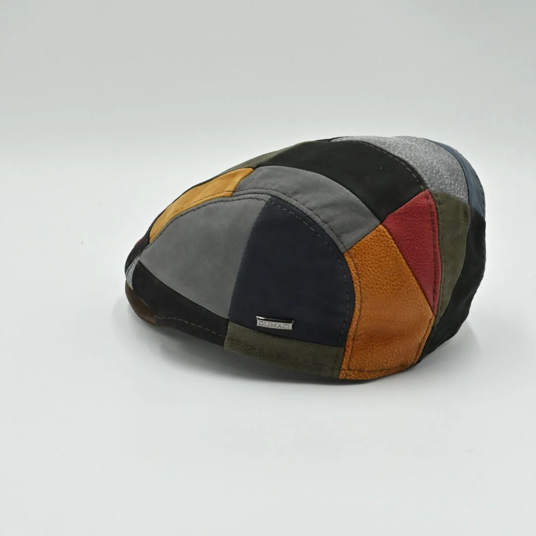 Handmade Italian Leather Patchwork Cap - Image 10