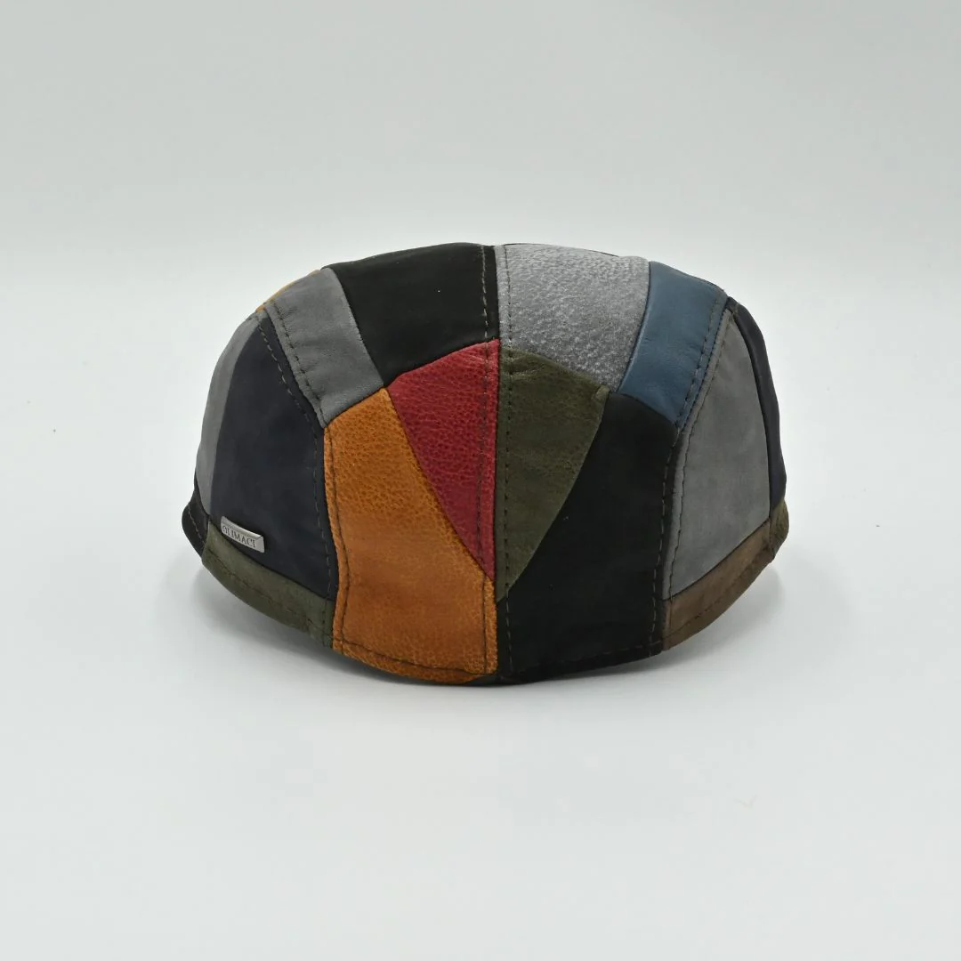 Handmade Italian Leather Patchwork Cap - Image 11