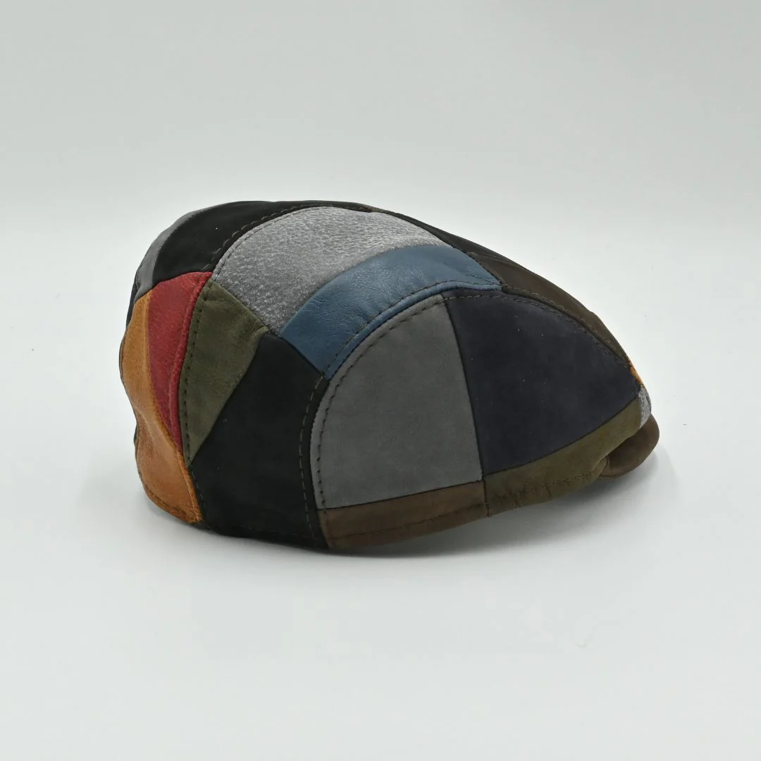 Handmade Italian Leather Patchwork Cap - Image 12