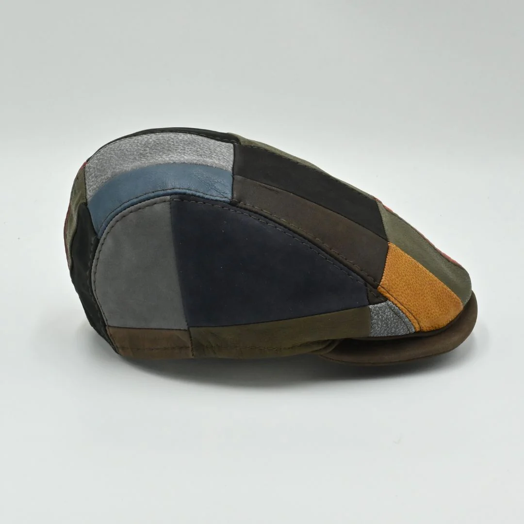 Handmade Italian Leather Patchwork Cap - Image 13