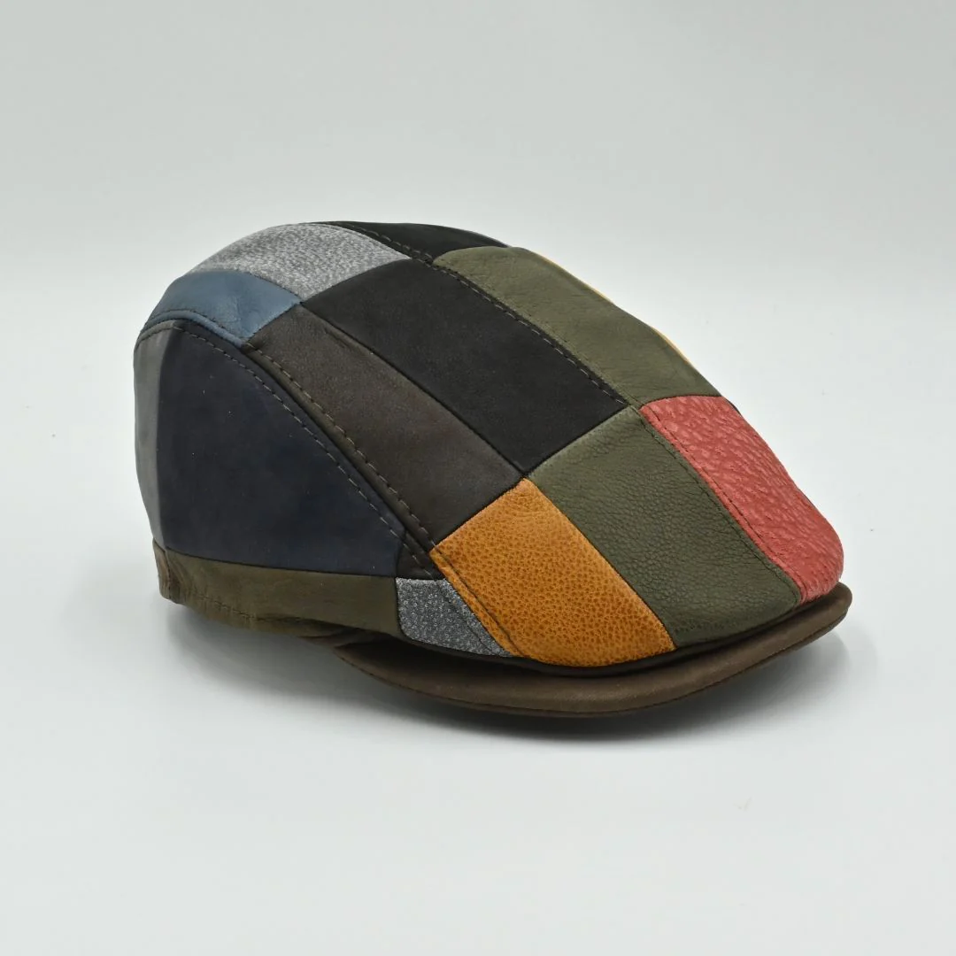Handmade Italian Leather Patchwork Cap - Image 14