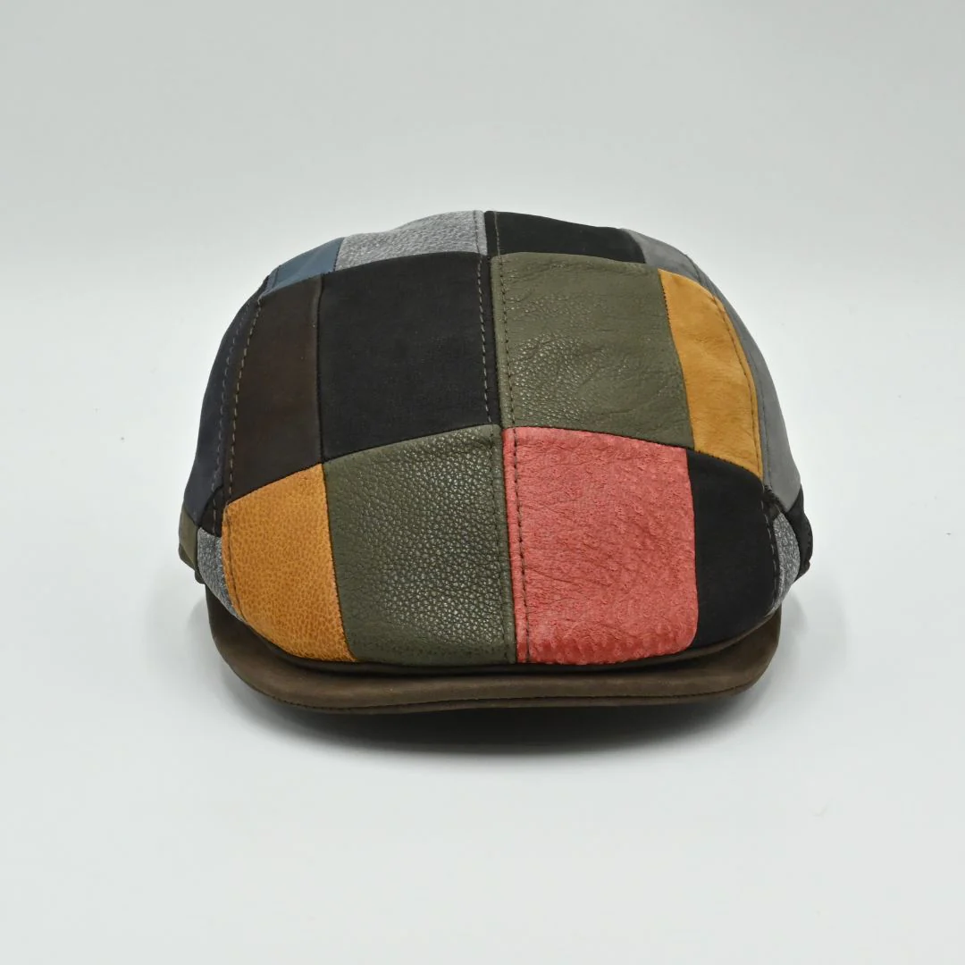 Handmade Italian Leather Patchwork Cap - Image 15