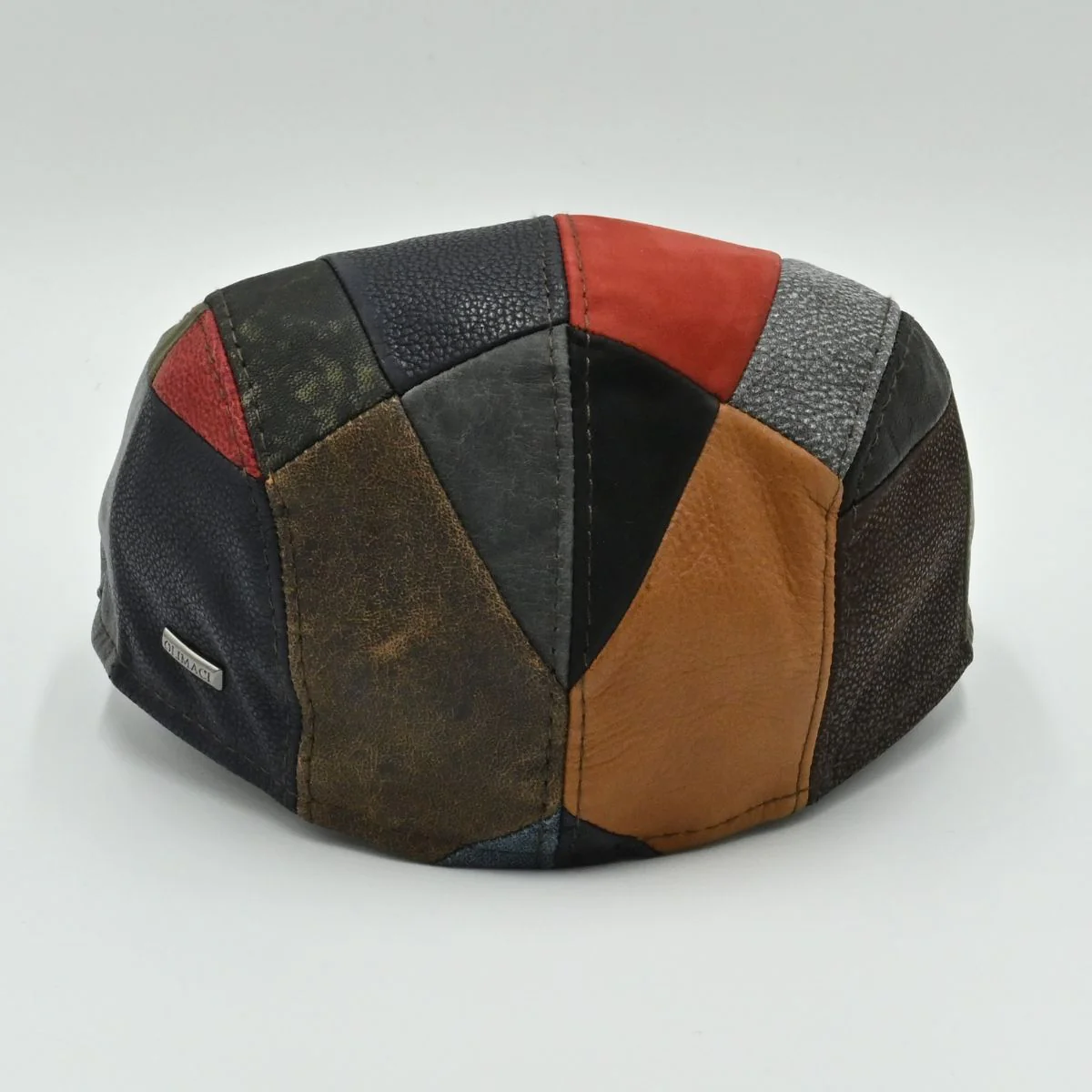 Handmade Italian Leather Patchwork Cap - Image 3
