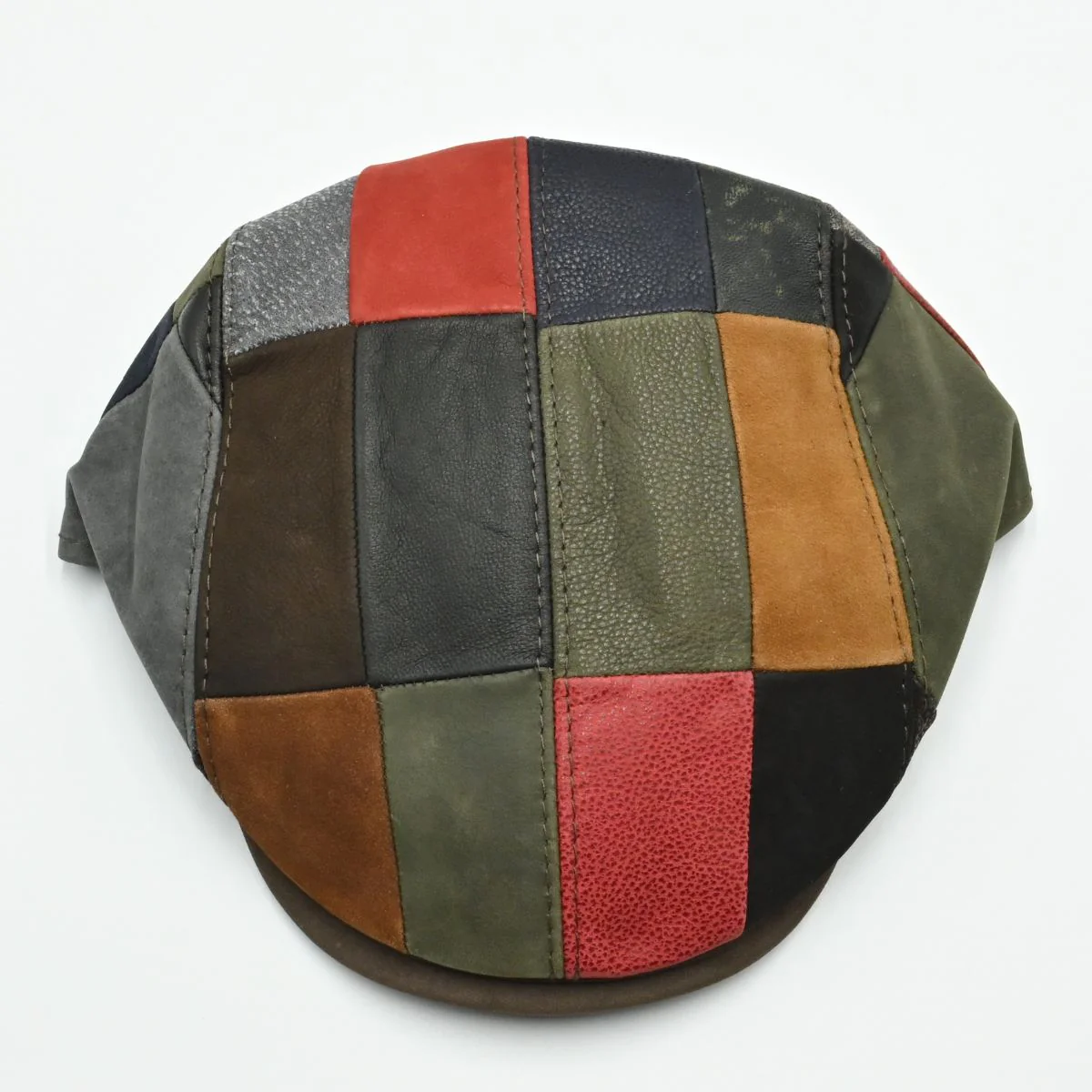 Handmade Italian Leather Patchwork Cap - Image 4