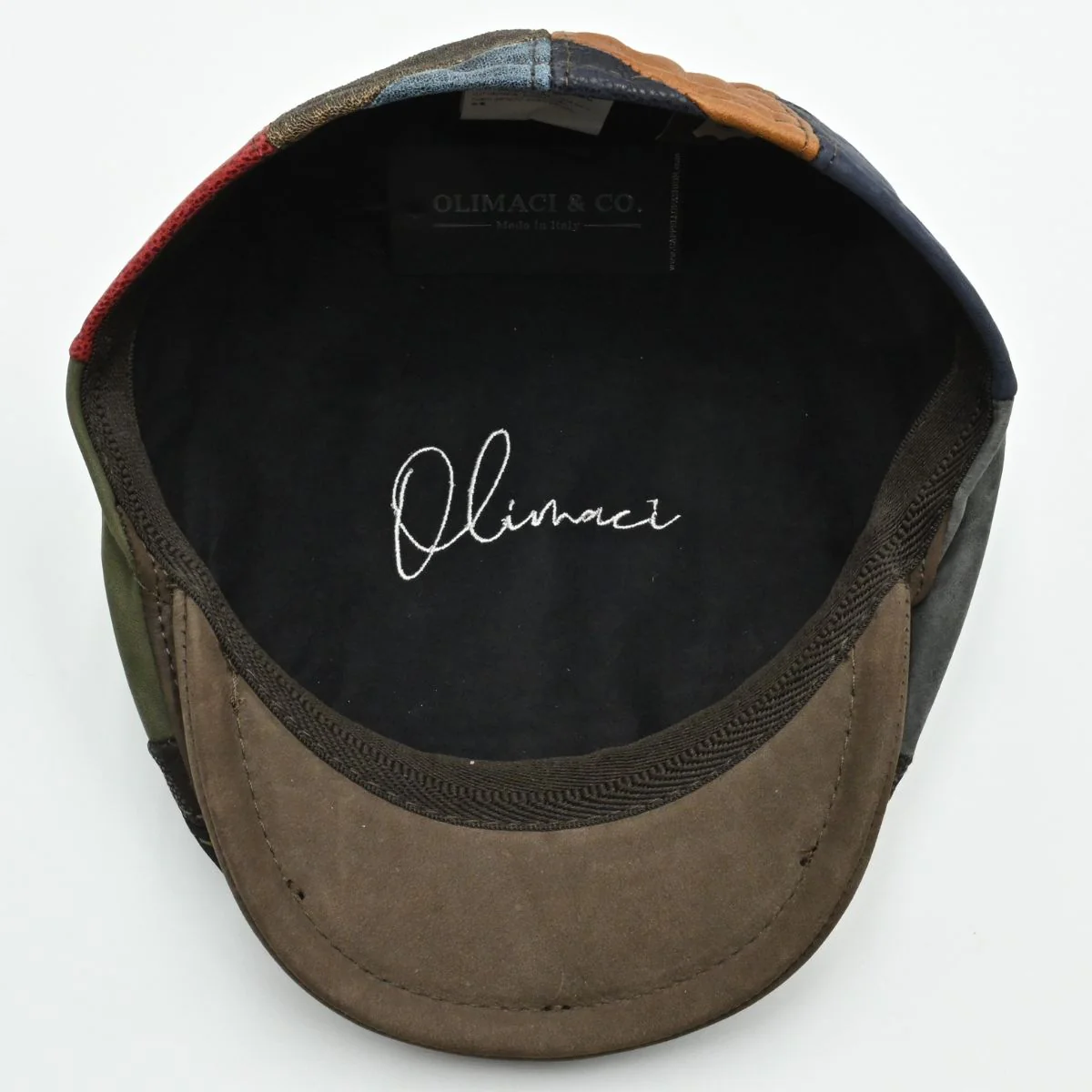 Handmade Italian Leather Patchwork Cap - Image 5