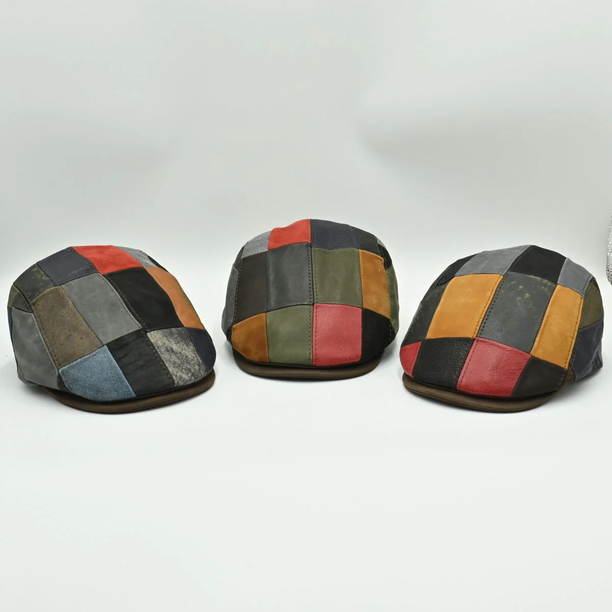 Handmade Italian Leather Patchwork Cap - Image 6