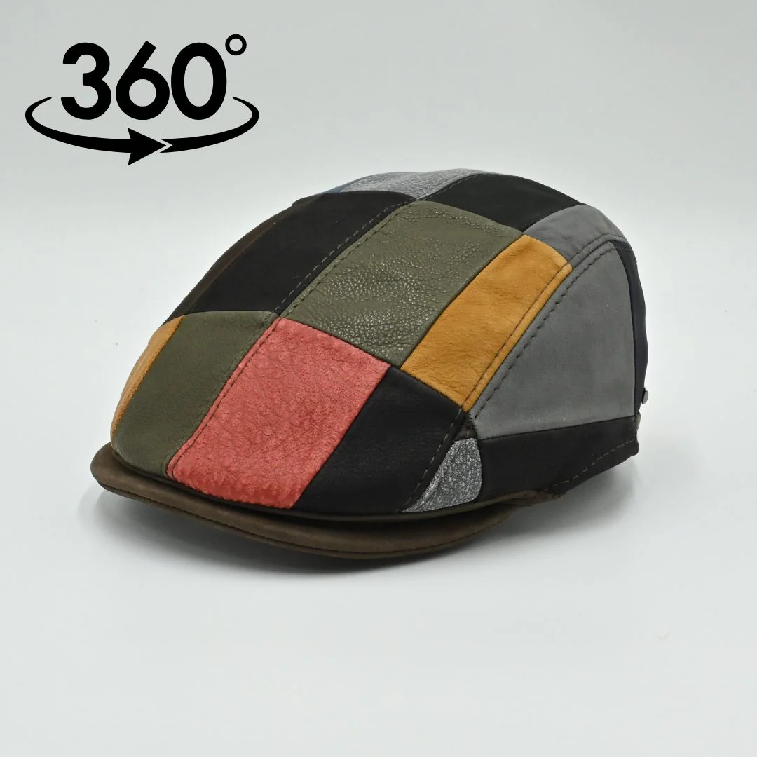 Handmade Italian Leather Patchwork Cap - Image 8