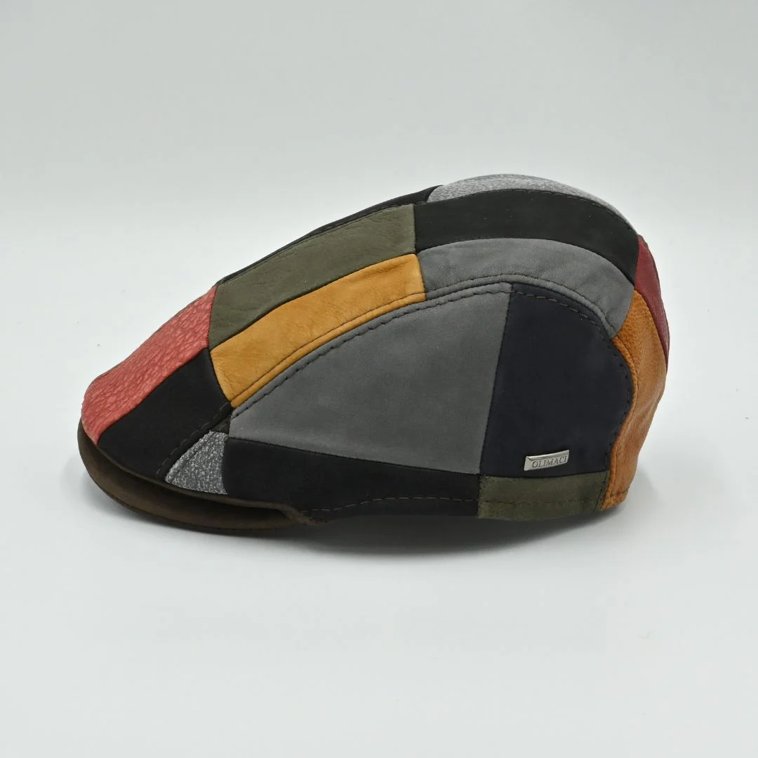 Handmade Italian Leather Patchwork Cap - Image 9