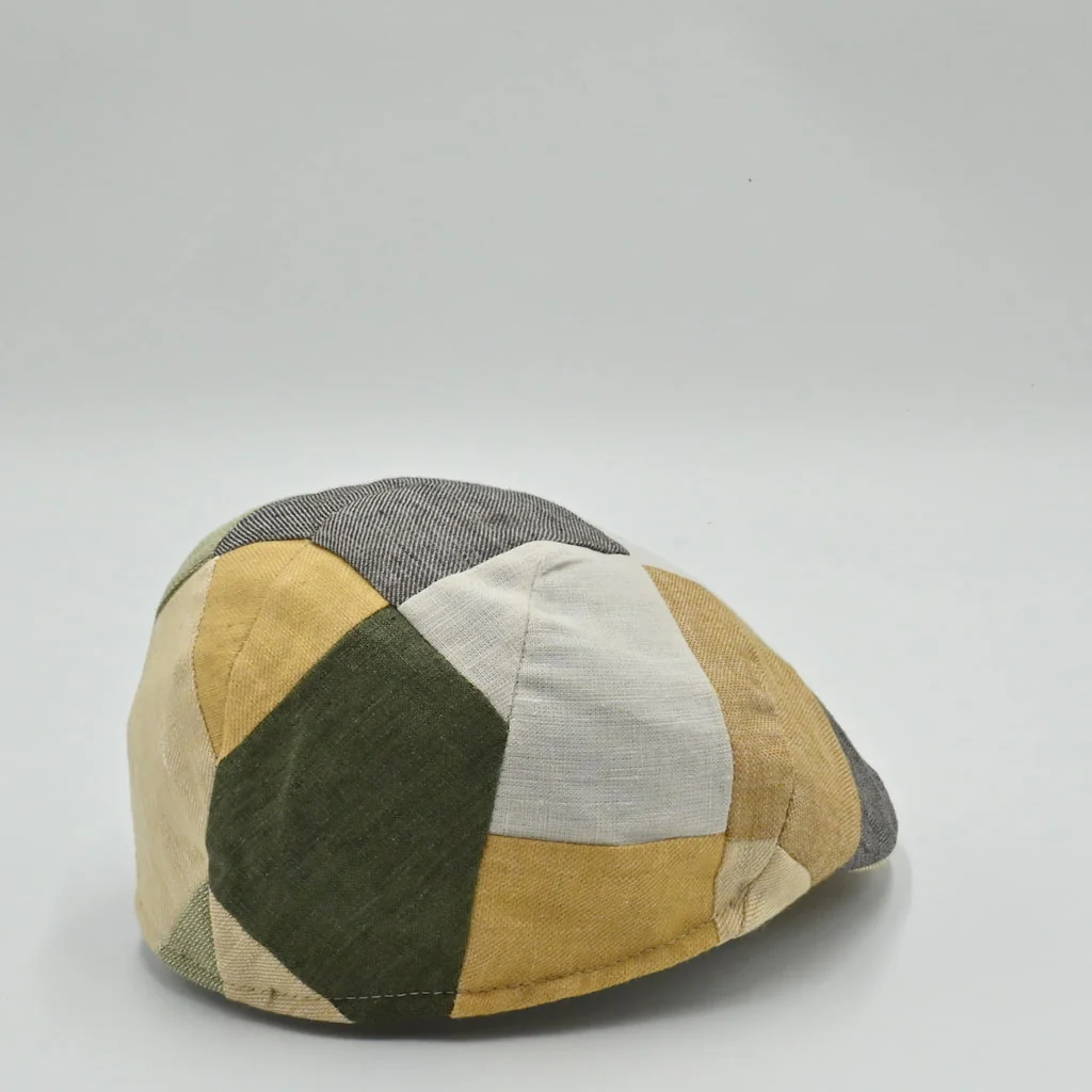 Italian Patchwork Flat Cap – Handmade Linen & Cotton - Image 11