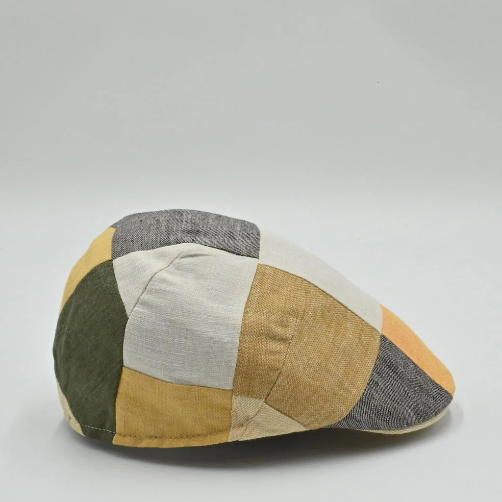 Italian Patchwork Flat Cap – Handmade Linen & Cotton - Image 12