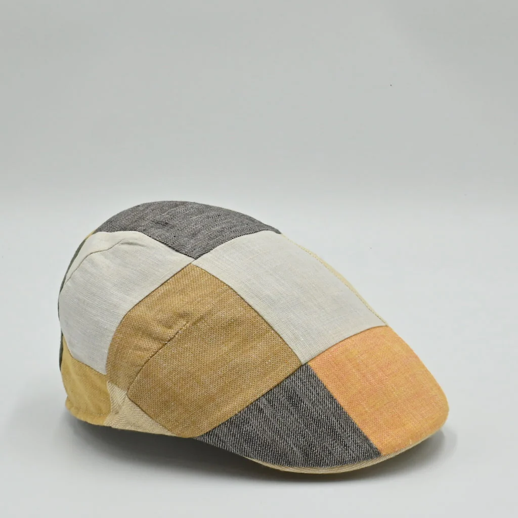 Italian Patchwork Flat Cap – Handmade Linen & Cotton - Image 13