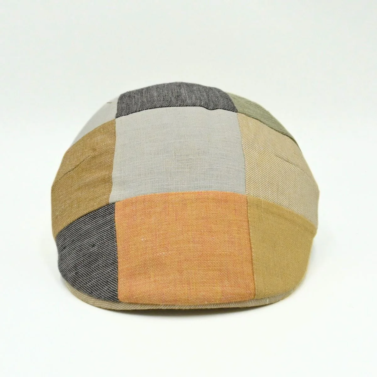 Italian Patchwork Flat Cap – Handmade Linen & Cotton - Image 3