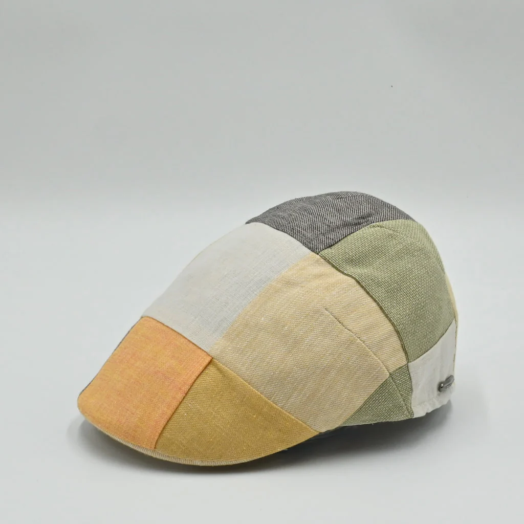 Italian Patchwork Flat Cap – Handmade Linen & Cotton - Image 7