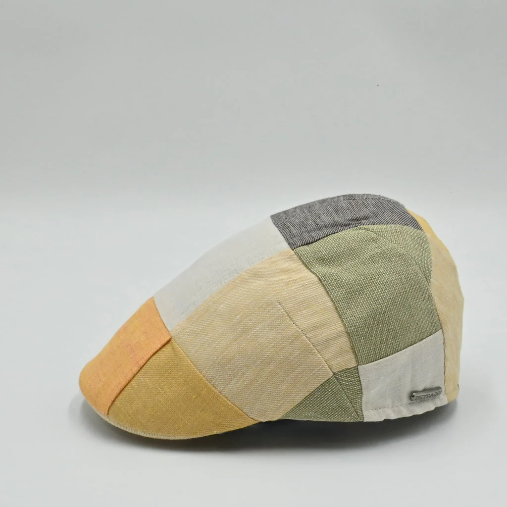 Italian Patchwork Flat Cap – Handmade Linen & Cotton - Image 8