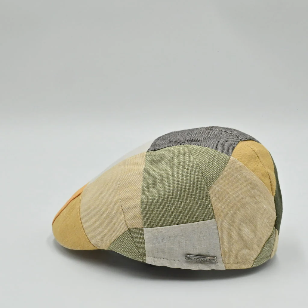 Italian Patchwork Flat Cap – Handmade Linen & Cotton - Image 9
