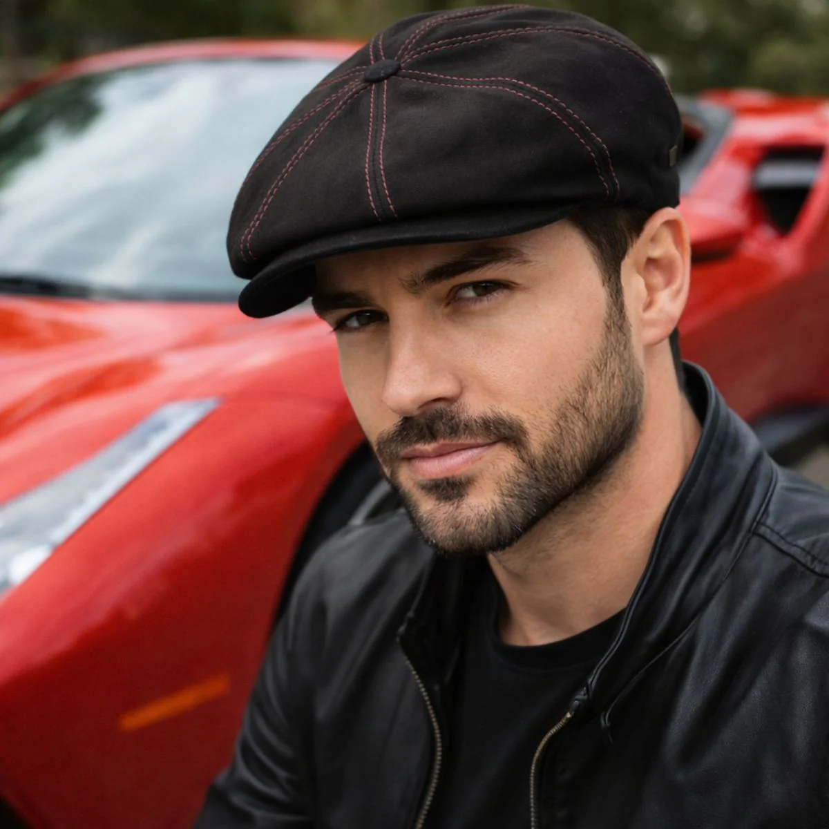 Modena Leather Newsboy Hat - Image 6