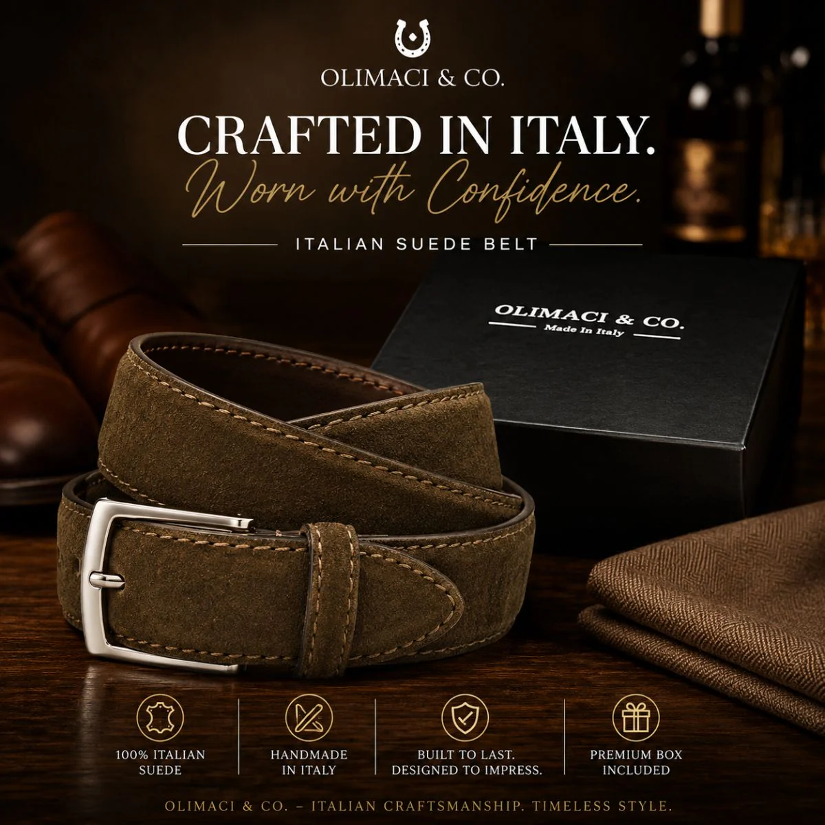 OLIMACI & Co. Brown Suede Belt - Image 7
