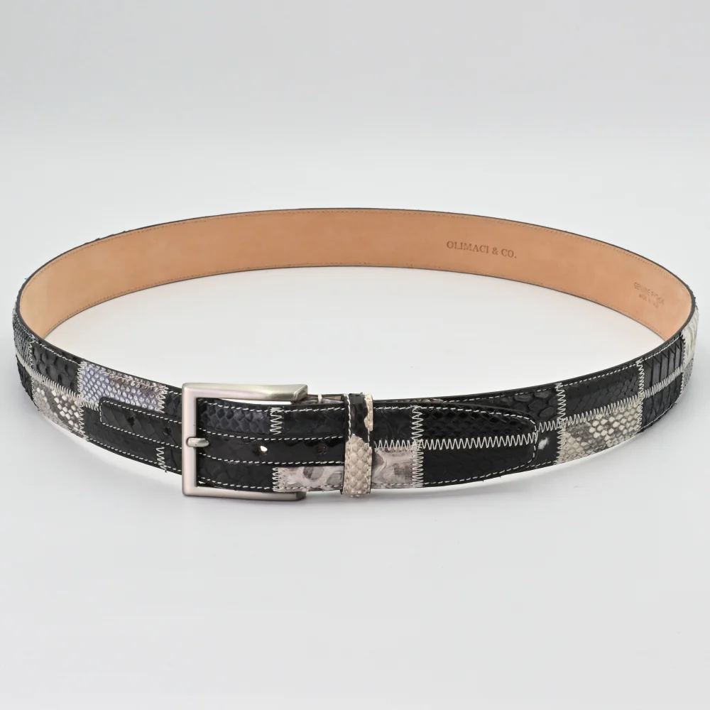 OLIMACI & CO. Python Patchwork Black Leather Belt - Image 2