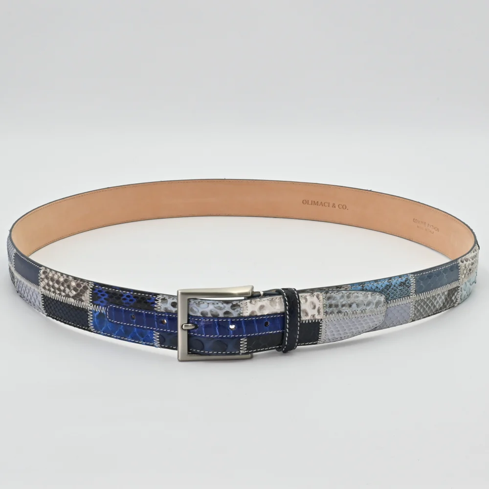 OLIMACI & CO. Python Patchwork Blue Leather Belt - Image 2