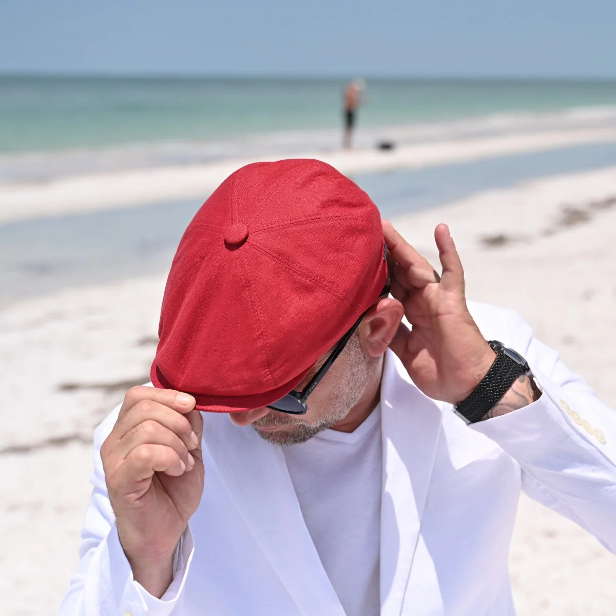 Rosso Linen Newsboy Hat - Image 6