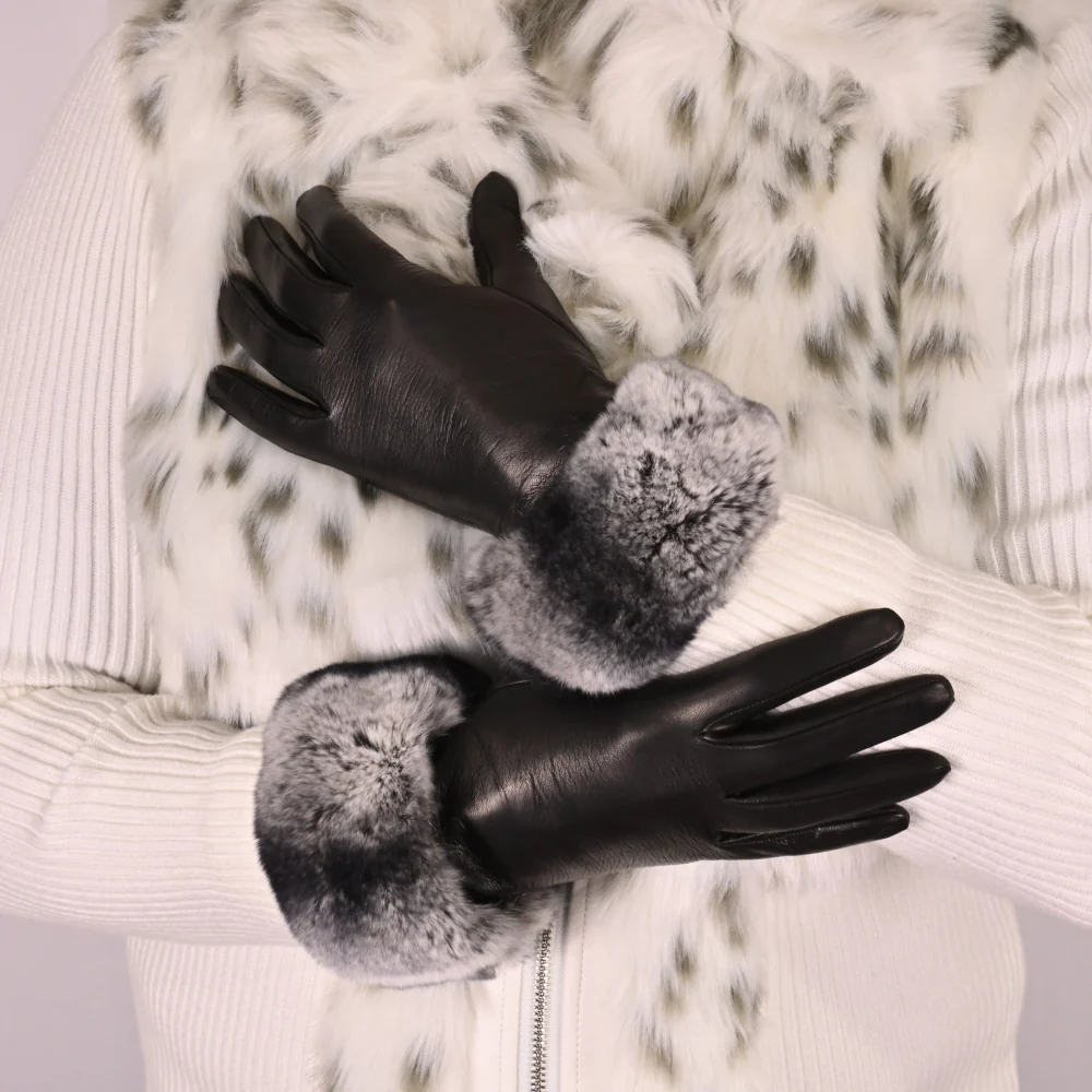 Women's Chinchilla Cuff Gloves - Image 3